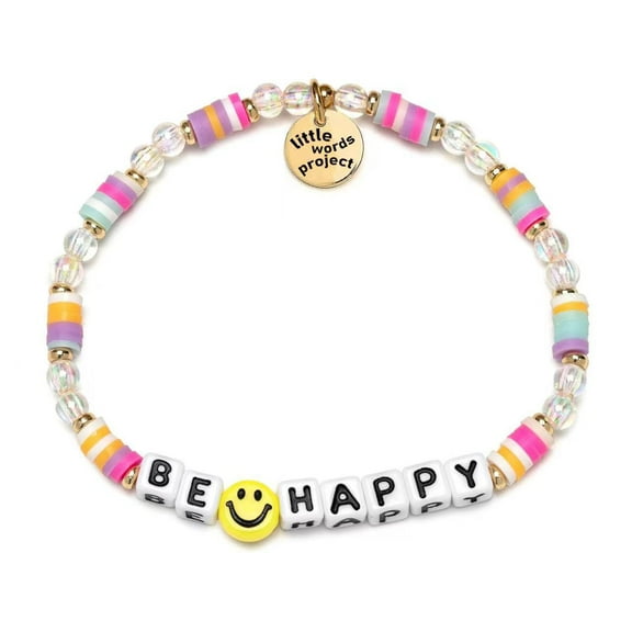 APIPEE Be-Happy, Good Energy Crystal Letter round Pendant Lettering Rhombus Bead Bracelet
