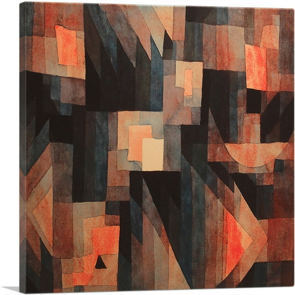 ARTCANVAS Gradation, Red-Green - Vermillion 1921 Canvas Art Print by Paul Klee - Size: 18" x 18" (0.75" Deep)