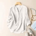 thumbnail image 4 of Warop Women's 3/4 Sleeve Tops Cardigan V-Neck Button-Up Casual Loose Fit Blouses, 4 of 5