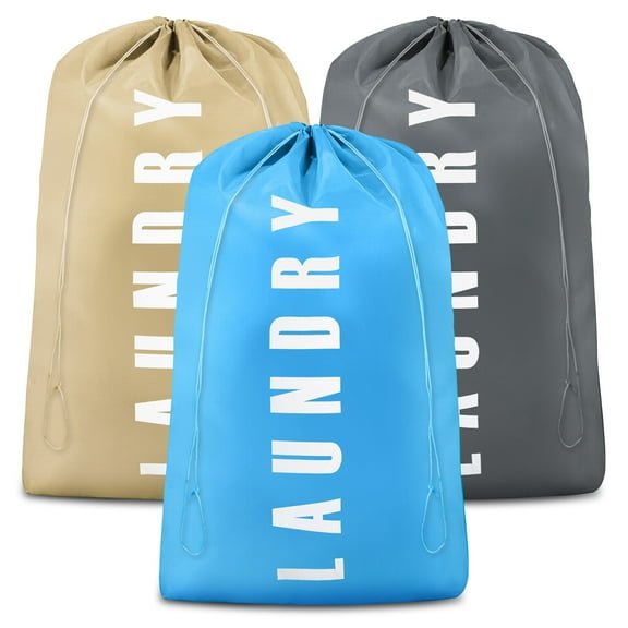 3pcs Travel Laundry Bags, EEEkit Washable Dirty Clothes Organizer, Heavy Duty Laundry Bag
