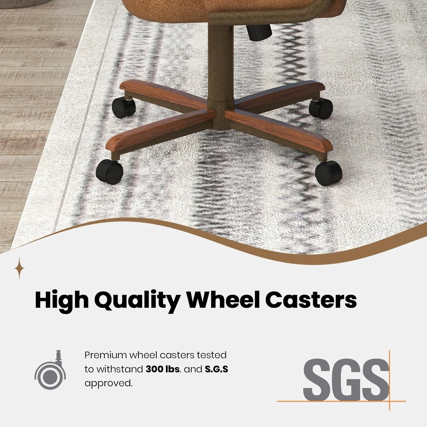 Chromcraft Douglas Swivel-Tilt Casual Dining Chair with Casters, PU Leather Upholstery, Wood Arms, Metal Base