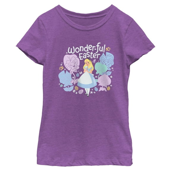Girl's Alice in Wonderland Happy Floral Easter Graphic T-Shirt
