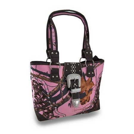 Mossy Oak Forest Camo Rhinestone Western Buckle Embroidered Over Mossy Oak Forest Camo Rhinestone Western Buckle Embroidered Over Sized Handbag