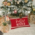 thumbnail image 7 of Sm:)e Merry Christmas Trees Mottos Red Throw Pillow Covers, 12 x 20 Inch Hello Winter Let it Snow Holiday Cushion Case Decoration for Sofa Couch Set of 4, 7 of 7