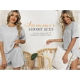 thumbnail image 2 of TEMOFON Women's 2 Piece Striped Lounge Set, Summer Casual Comfy Short Sleeve Top & Matching Shorts Loungewear Set, 2 of 8