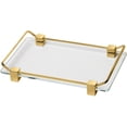 thumbnail image 1 of BoxMetal Bathroom Vanity Countertop Guest Towel and Organizer Tray, Brass, Glass, 1 of 1