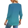thumbnail image 3 of Ltctricy Women's Tops 205 Trendy Dressy Casual 3/4 Puff Sleeve V Neck Curved Hem Gradient T Shirts Loose Tunic Blouses, 3 of 4