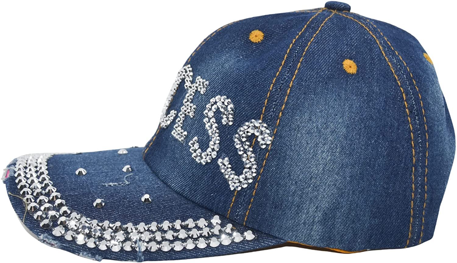 Bedazzled Denim Hat What Happens in Vegas Stays in Vegas Women\'s Baseball Cap Popfizzy Rhinestone Las Vegas Ball Cap, Bling Vegas Hat for  main image 3