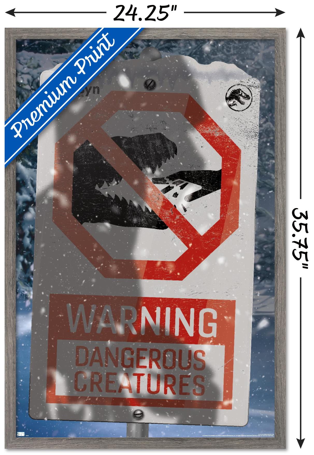Jurassic World: Dominion - Warning Sign Logo Wall Poster, 22.375" x 34" Framed
