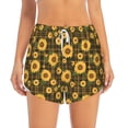 thumbnail image 2 of Fuzoiu Vintage Plaid Sunflower Print Women's Athletic Shorts, Double-Layer Running Shorts with Pocket,Women's Workout Shorts for Yoga, Gym, and Workouts-Small, 2 of 7