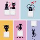 thumbnail image 1 of Interruptor de gato negro tamaño pequeño, etiqueta de la pared del interruptor, dos gatos LingWen 8390615237369, 1 of 1