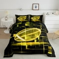thumbnail image 2 of Erosebridal Geometric Geometry Checkered Bedding King Comforter Set,American Football Game Down Comforter,Yellow Black Bedding Sets King with Comforter,Super Cozy Room Decoration Reversible，3 Pieces, 2 of 8