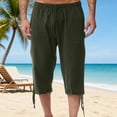 thumbnail image 2 of CHUMUD Men's Cotton Linen Shorts Relaxed Fit Elastic Waist Shorts Stretchy Capris Summer Casual with Pockets, 2 of 7