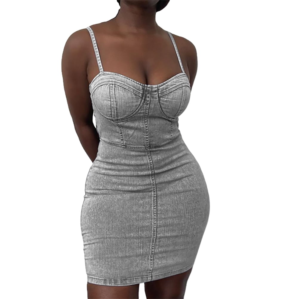 tight denim dress