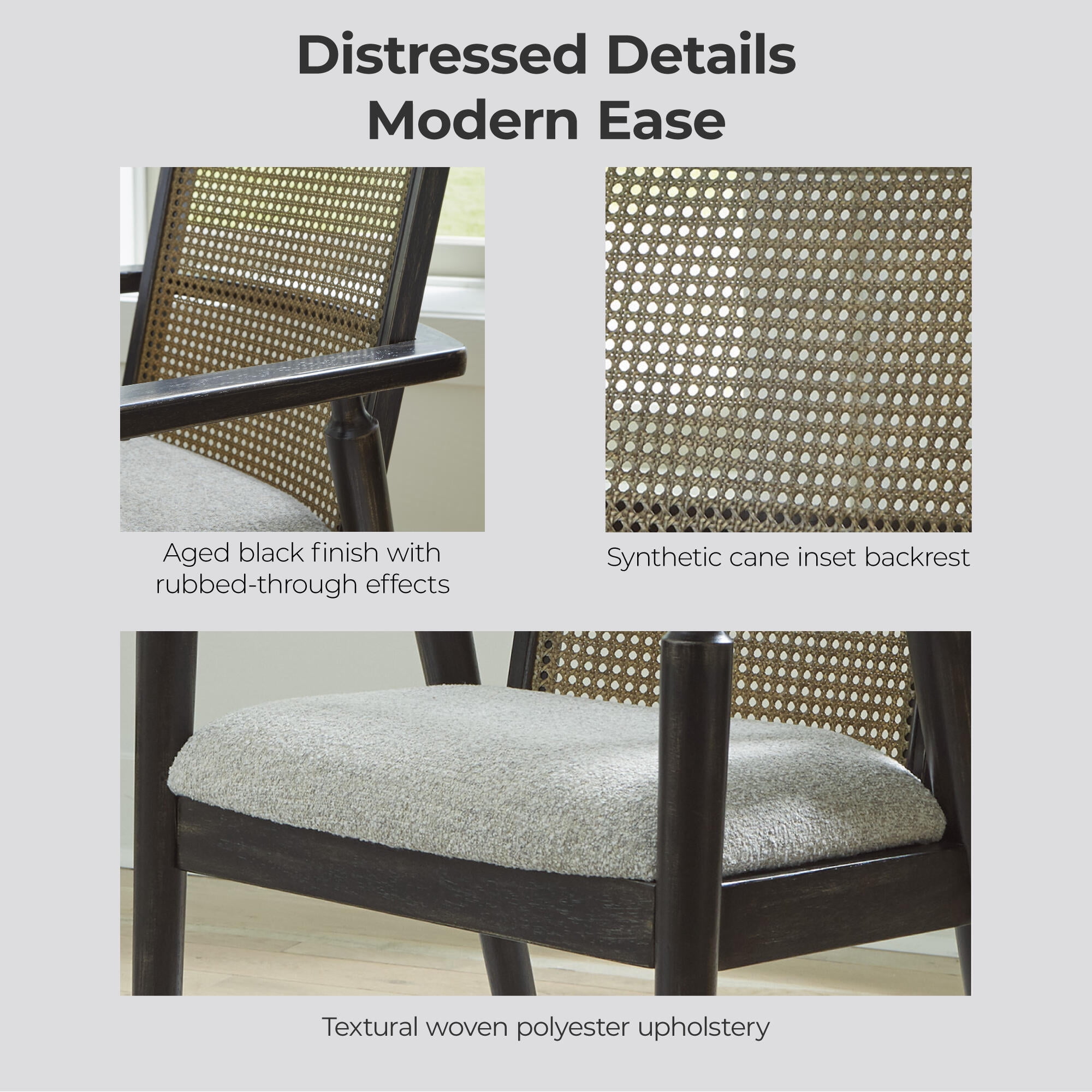 Signature Design by Ashley Galliden Dining Arm Chair, Set of 2, Black