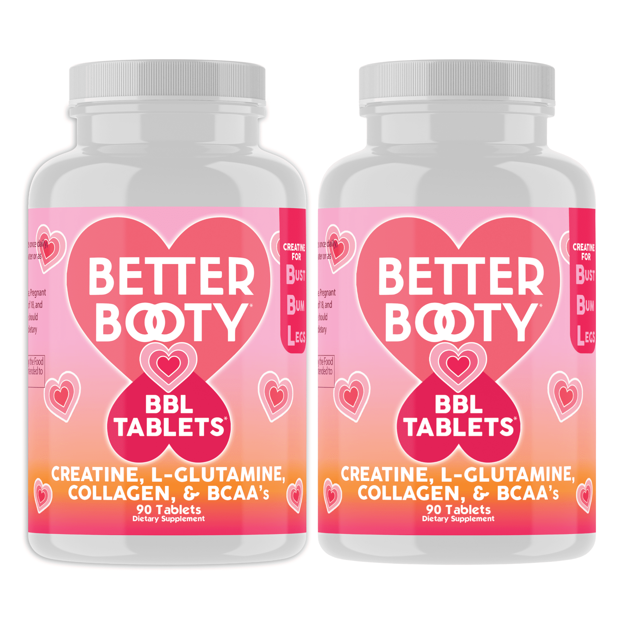 Better Booty Creatine Complex Tablets for Women, Premium Creatina Monohydrate, Glute Builder Supplement, 90ct (2-Pack)