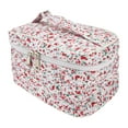 thumbnail image 1 of 1 Pc Bolsa de Cosméticos Cuadrada de Flores para Mujeres para Vacaciones y Viajes de Negocios de Poliéster Roja, 1 of 3