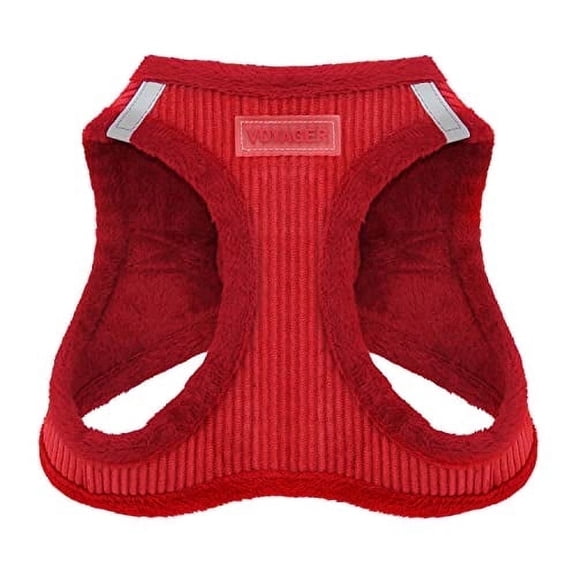 Voyager Step-in Plush Dog Harness – Soft Plush, Step in Vest Harness for Small and Medium Dogs by Best Pet Supplies - Red Corduroy, XL (Chest: 20.5-23")