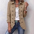 thumbnail image 4 of Chiccall Denim Jackets for Women Women's Classic Button Front Collared Ruffle Trim Relaxed Jean Jacket Casual Outerwear With Pockets Khaki S, 4 of 9