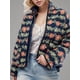 thumbnail image 4 of Chaqueta Acolchada Corta con Estampado Floral Vintage para Mujer, Chaqueta Corta Abierta Al Frente, Ropa de Abrigo Flores Azul Oscuro L, 4 of 10