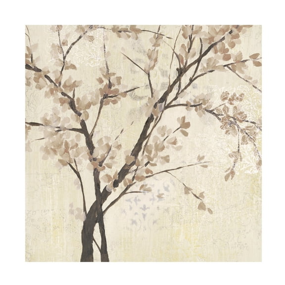 Jennifer Goldberger 'Neutral Blossoms on Cream II' Canvas Art