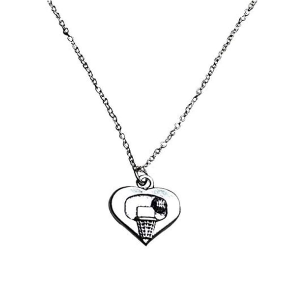 Sportybella Basketball Necklace, Basketball Jewelry, Basketball Heart Charm Necklace, for Basketball Players