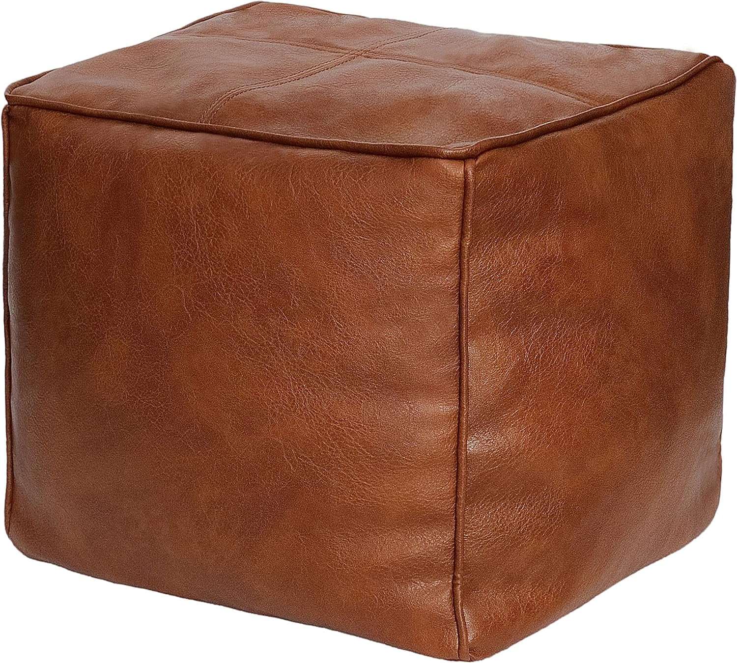 Leather cube pouf discount