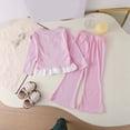 thumbnail image 6 of TOWED22 Toddler Baby Girl Fall Winter Clothes Embroidered Cute Graphic Crewneck Sweatshirt + Joggers Pants Outfits Set,Pink,6-7 Y, 6 of 7