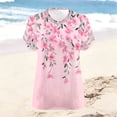 thumbnail image 5 of Enjoytime Women's Tops Vintage Printed V-Neck Short Sleeve Tunic Summer Beach Casual Plus Size Womens Clothing, 5 of 6