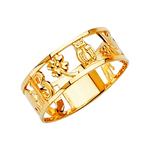 14k Yellow Gold Lucky Ring Size 7 Ring for Women - 2.6 Grams