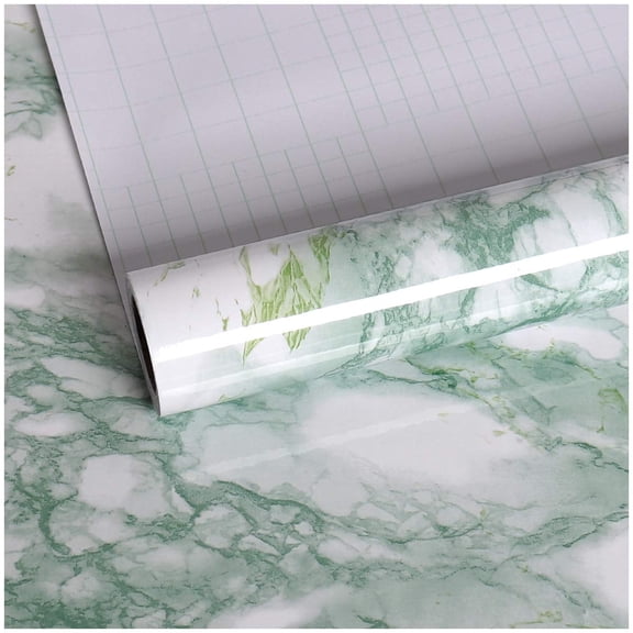 VEELIKE Green Marble Contact Paper for Countertops 15.74 x 118.11inches Peel and Stick Marble Wallpaper Removable Self Adhesive Wall Paper Shelf Liner Vinyl Roll for Locker Cabinets