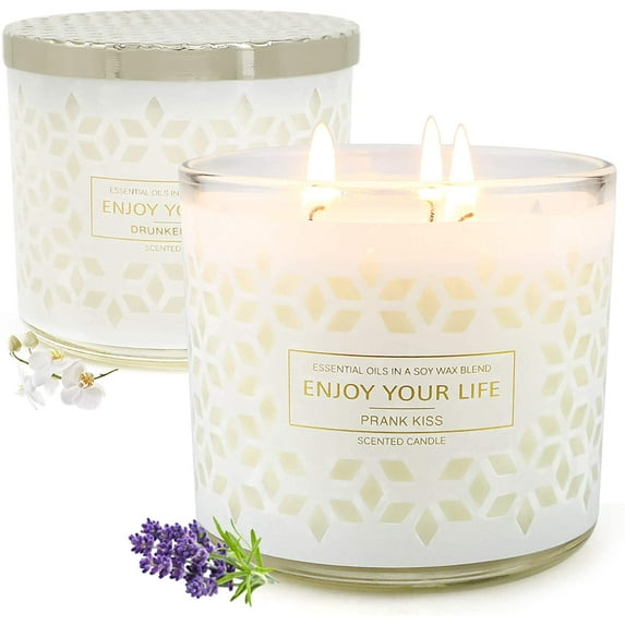 SONSIEN Scented Candles for Home, Lavender & Orchid, Large 3 Wick Candles, 2 Packs 14.5Oz 125H Soy Candles, Aromatherapy Candle, Candle Gifts for Women