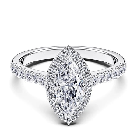 1.5 Carat Marquise Lab Created Diamond Solitaire Ring for Women Classic Engagement Ring