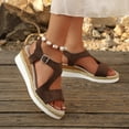 thumbnail image 5 of Pandaie Wedge Sandals for Women Dressy Platform Summer Espadrille Ankle Strap Comfortable Womens Shoes with Arch Support Coffee,9.5, 5 of 9