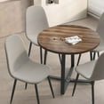 thumbnail image 3 of 5-Pieces Modern 35'' Inch Round Wooden Dining Table Set for 4 Comfortable Velvet Chairs, Space Saving Kitchen Furniture, Small Apartment Coffee Table Set (Blue), 3 of 7