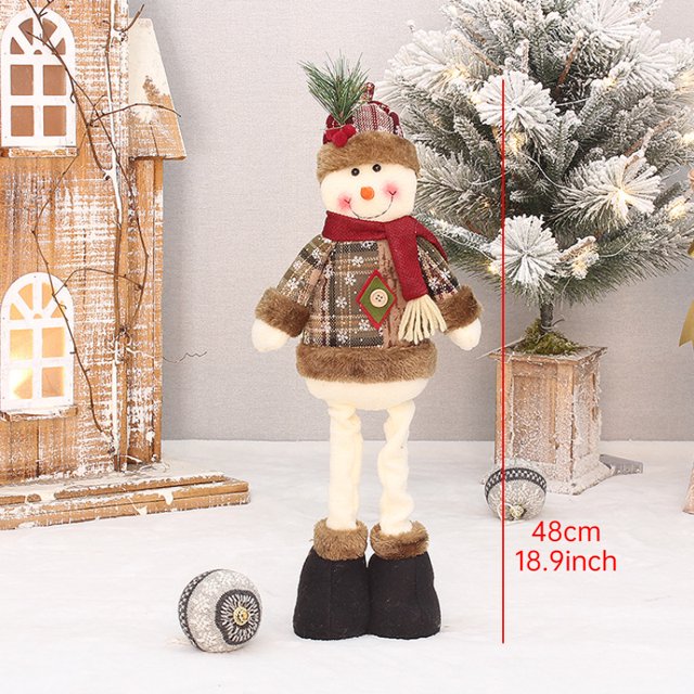Big Size Christmas Dolls Retractable Santa Claus Snowman Elk Xmas Figurines Christmas Decoration Gift for Kid Xmas Tree Ornament