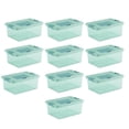 thumbnail image 1 of Sterilite 15 Quart Fresh Scent Stackable Storage Box Container (10 Pack), Aqua, 1 of 6