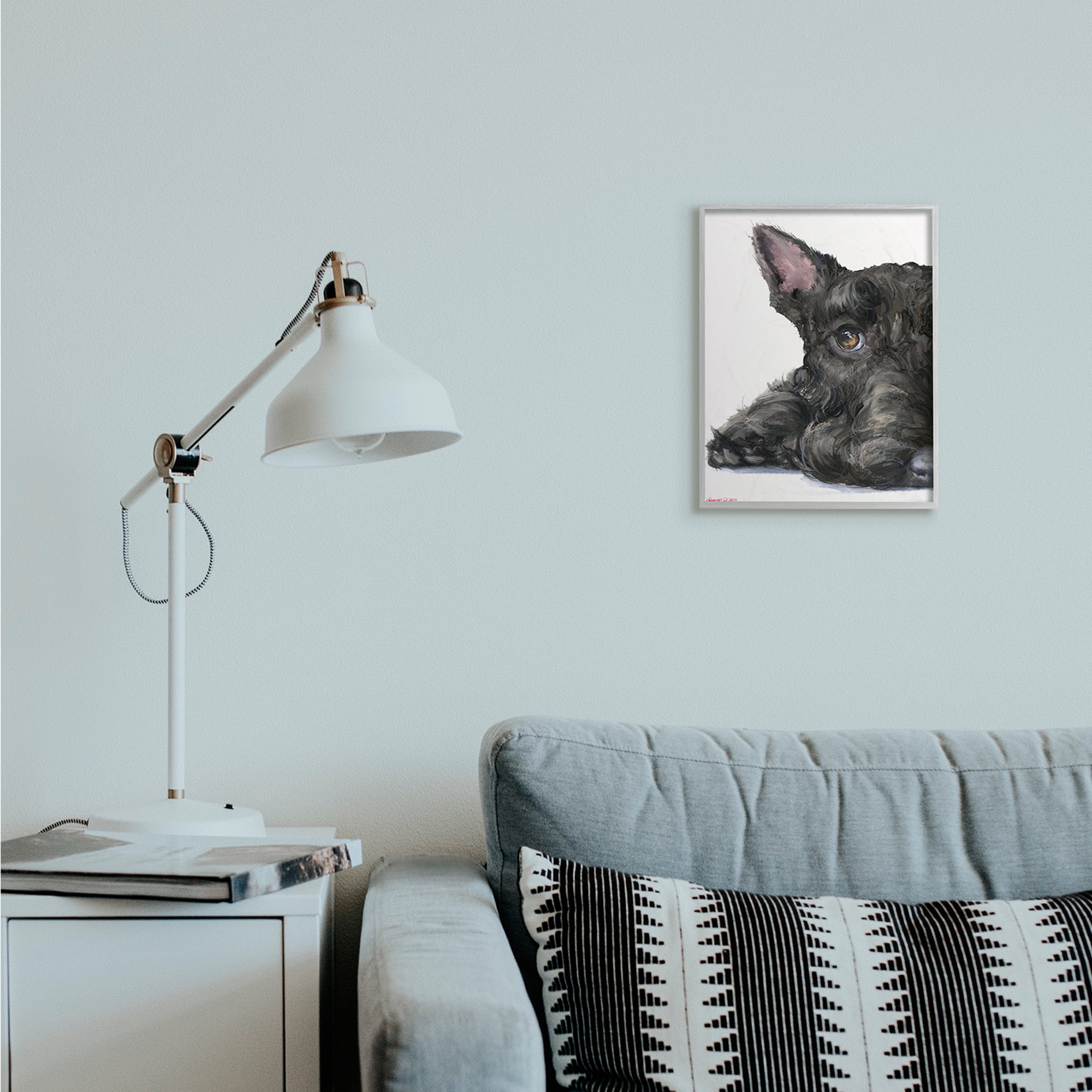 Stupell Industries Sleepy Scottish Terrier Portrait Adorable Pet Dog Grey Framed, 11 x 14, Design by George Dyachenko