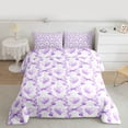 thumbnail image 2 of Castle Fairy Teens Adults Dreamy Princess Bow-Tie Bedding Comforter Set 2pcs,Gradient Love Heart Twin Comforter Sets Microfiber,Purple White Breathable Bedding Set,Breathable Home Decor,Reversible, 2 of 8