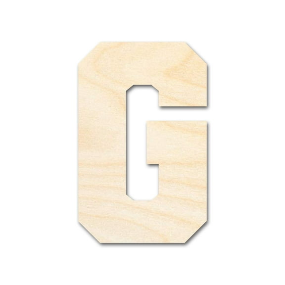 Unfinished Wood Varsity Team Font - G Shape 6" / 1/2"
