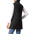 thumbnail image 3 of Women's Long Puffer Vest Stand Collar Sleeveless Puffy Jackets Lightweight Gilet Quilted Warm Coat S Black, 3 of 6