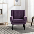 thumbnail image 2 of INCLAKE Modern Soft Velvet Material Ergonomics Accent Chair, Mid-Century Chair With Black Legs, Tufted Upholstered Club Chair, Comfy Armchair for Living Room Bedroom Small Space, Lavender Purple, 2 of 7