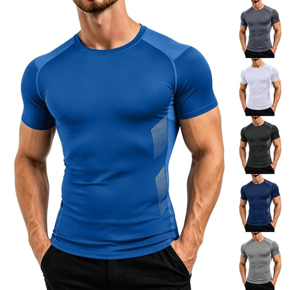 SeCaotees Men's Short‑Sleeve Muscle Tee Raglan Seam Crew Neck Stretchy Fabric Slim Fit Lightweight Breathable For Workout Gym Daily Tops Black,L