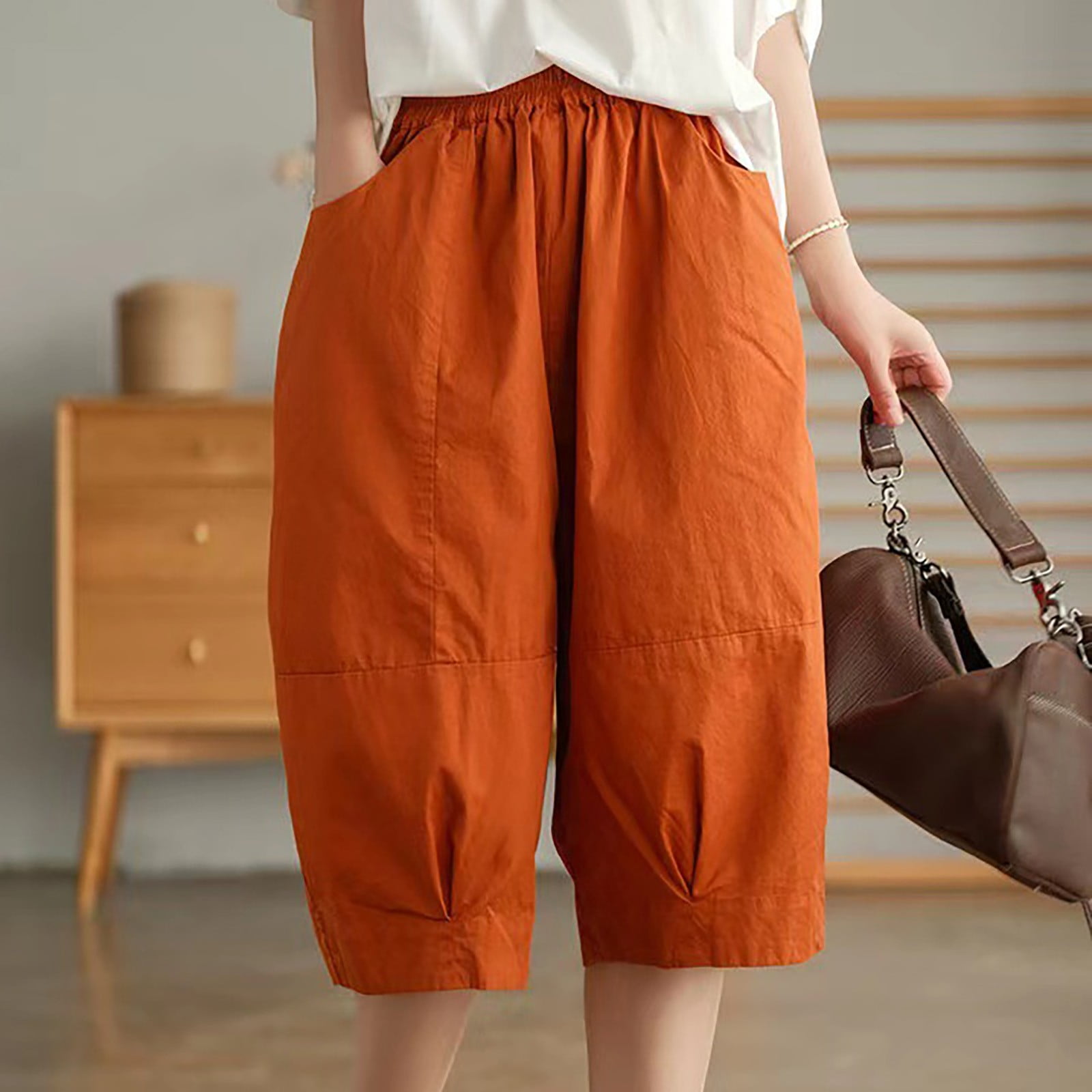 Men's Cotton Linen Shorts Drawstring Summer Baggy Loose Half Pants Trousers  US | eBay