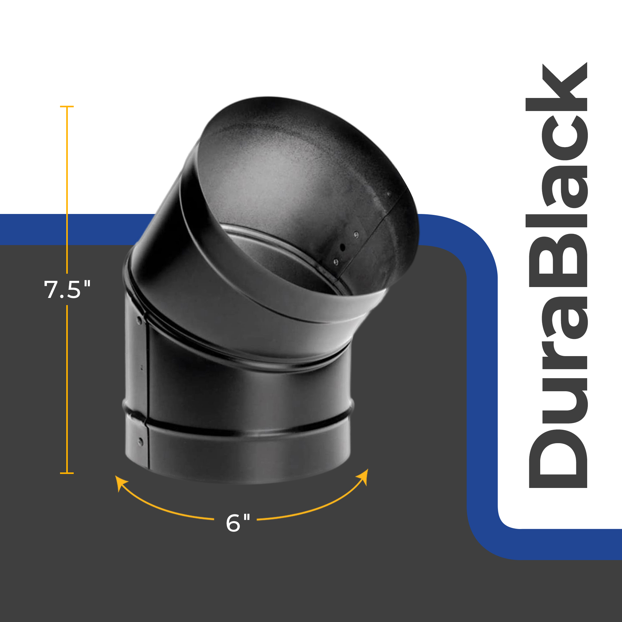 DuraVent DuraBlack 6 Inches Single Wall 45 Degree Elbow Stove Pipe, Black