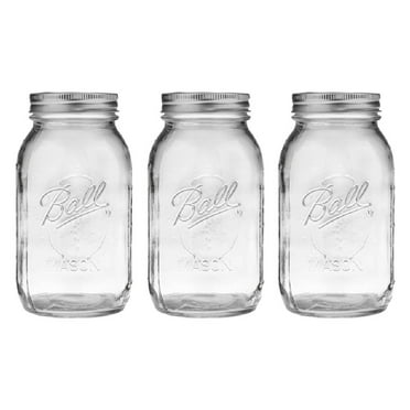 Ball Quart Jar with Silver Lid, Wide Mouth, Set of 3