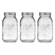Ball 62000 Mason Regular Mouth Quart Glass Jar With Lid and Band 32 Oz Single Jar BPA Free Made in USA, 3-Pack