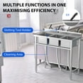 thumbnail image 1 of BeesClover Évier en Acier Inoxydable - 3 Compartiments Autonome, Tuyaux Chauds et Froids, Utilitaire Commercial pour Garage, Restaurant, Jardin, Intérieur Extérieur (39 * 18 * 37 Pouces), 1 of 8
