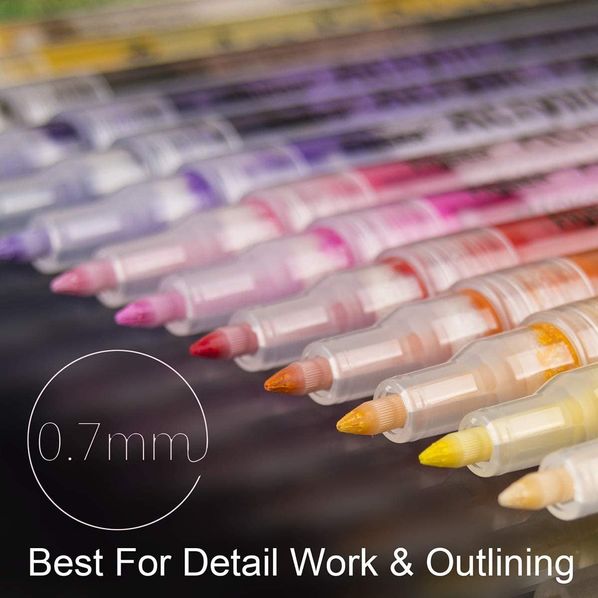 Artrylin Acrylic Paint Pens, 0.7 mm Extra-Fine Tip 24 Colors Paint Marker Pens Paint Pens for Painting Stones, Ceramics, Glass, Canvas, Wood, Pebbles