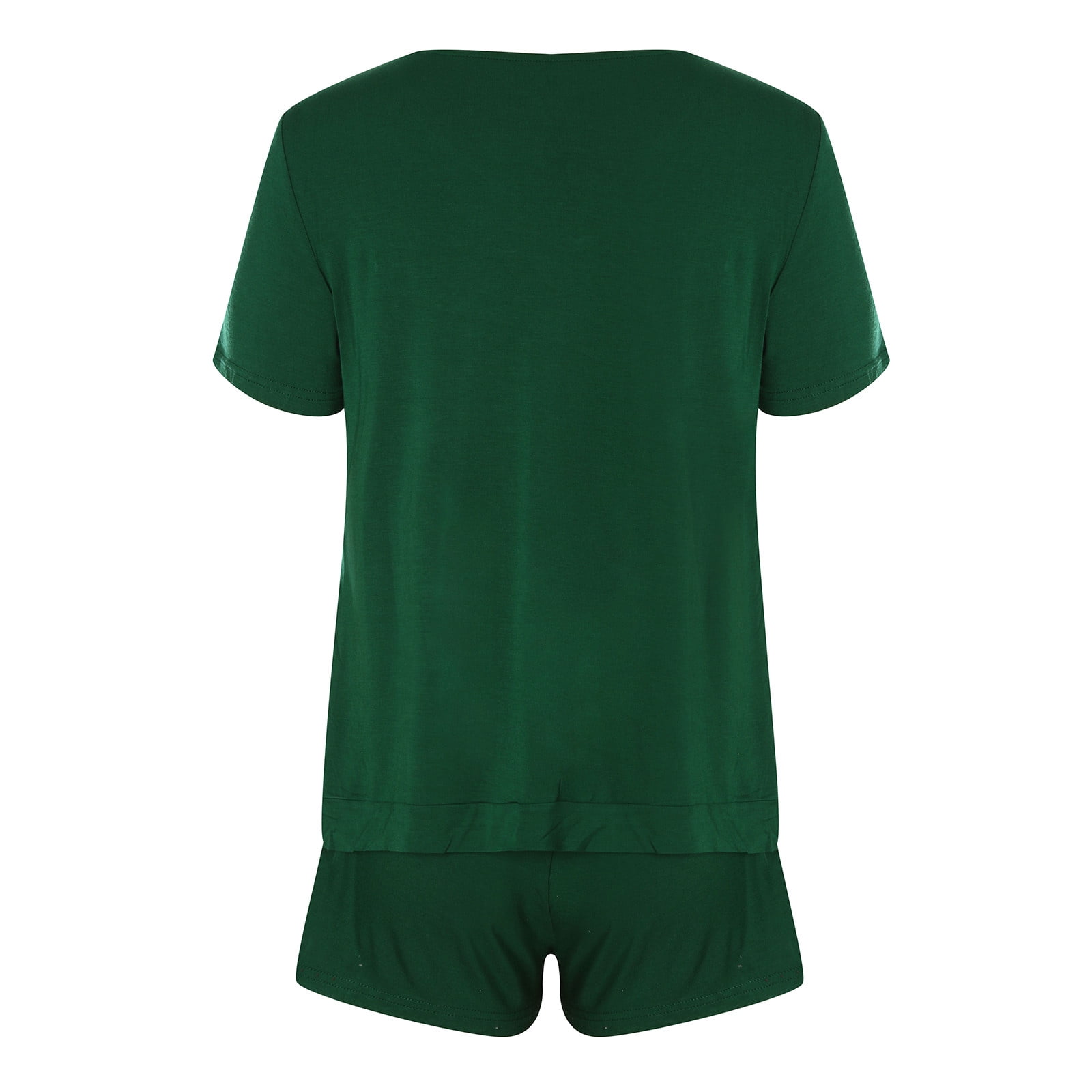 BONIXOOM Pajamas For Women Thanksgiving Pajamas Sleepwear None Short Sleeve Sleep Pants Solid Green M